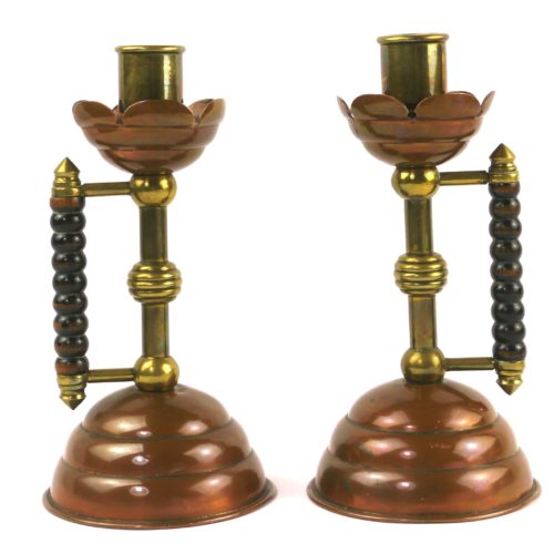 Image of Christopher Dresser Arts and Crafts candlesticks