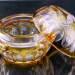image of Bohemian amber flashed glass trinket box